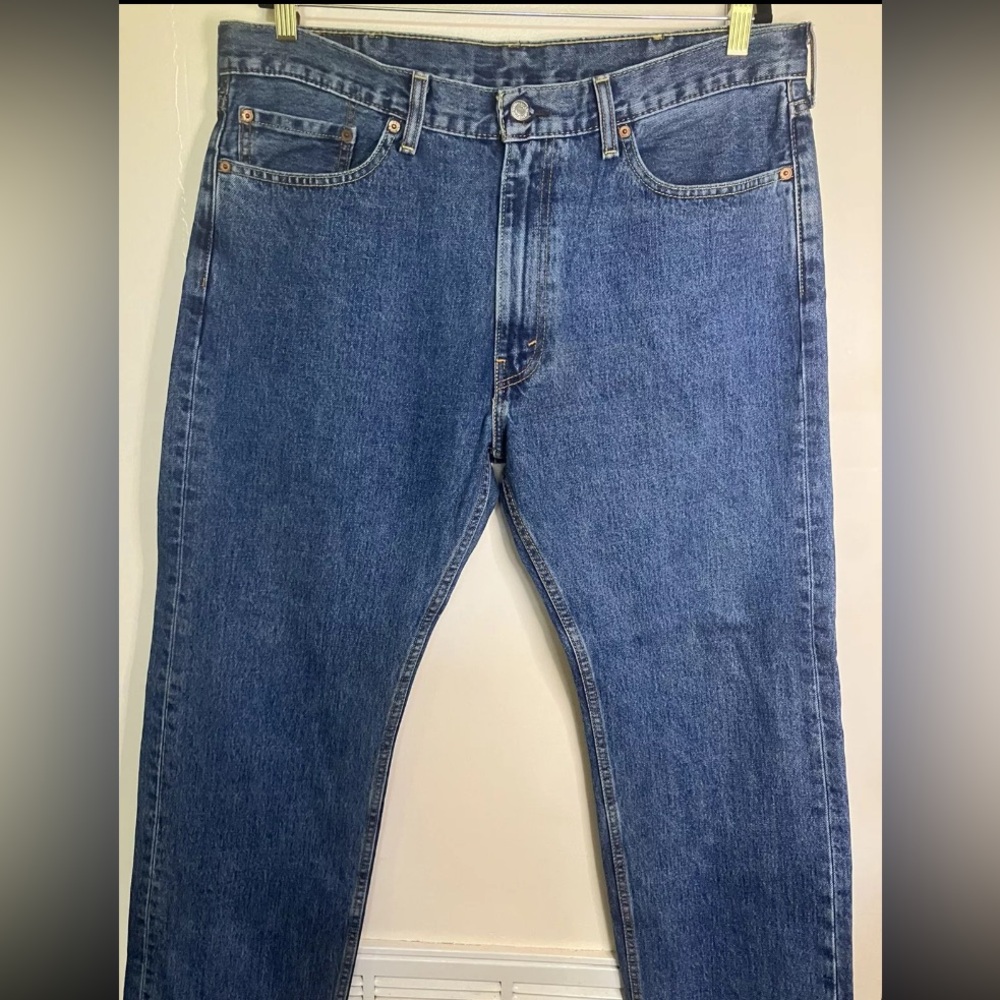 Levi’s Mens 505 Jeans Size 38x30 Dark Straight Leg Blue Denim Pants
